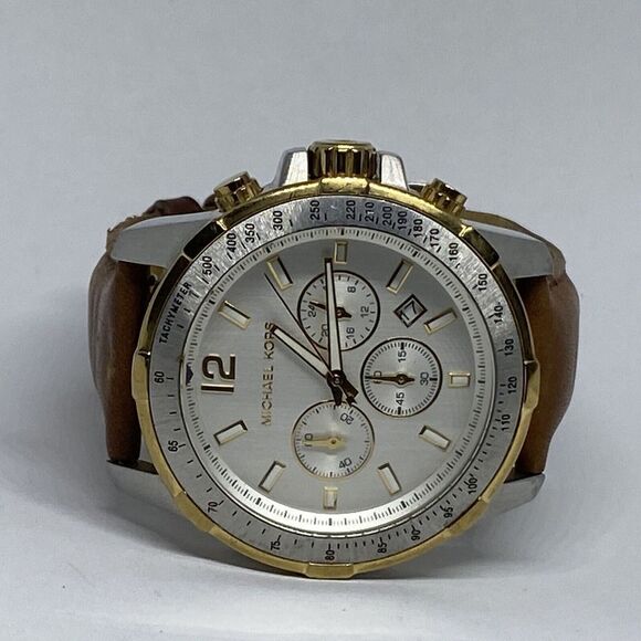 Michael Kors Grayson MK8185 Men's Brown Leather Analog Dial Quartz Watch UC796 - Picture 7 of 12